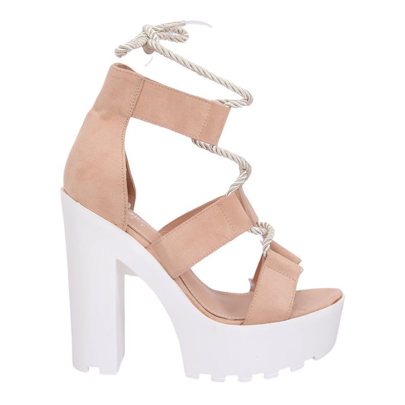 Sandalen auf der beigen und rosafarbenen Plattform NS120 Beige