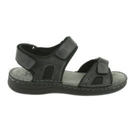 Bequeme American Club CY13 / 20 Ledersportsandalen schwarz