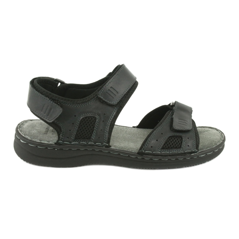 Bequeme American Club CY13/20 Sportsandalen aus Leder schwarz
