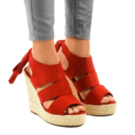 Rote Espadrilles-Keilsandalen 77-77