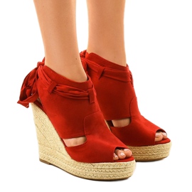 Rote Espadrilles-Keilsandalen 77-20