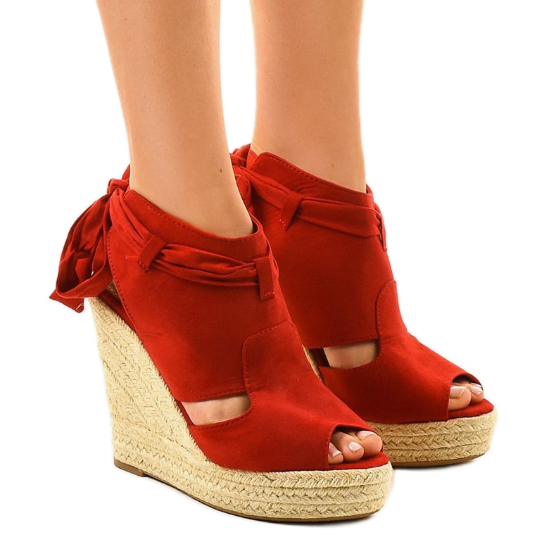 Rote Espadrilles-Keilsandalen 77-20