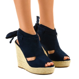 Espadrilles-Keilsandalen in Marineblau 77-20