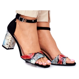 Damen Sandalen mit hohem Absatz Sergio Leone Schwarz SK873 mehrfarbig