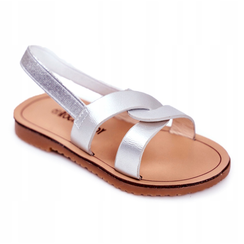FRROCK Kindersandalen mit Gummizug Silver Bambino grau