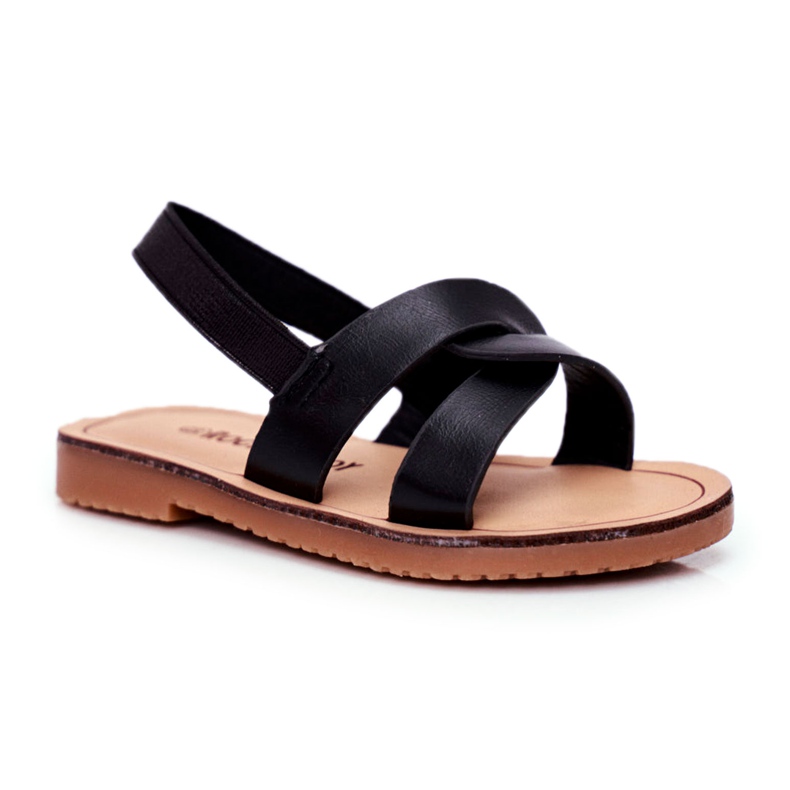 FRROCK Schwarze Bambino-Sandalen für Kinder mit Gummizug