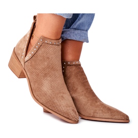 Bellucci Damenstiefel mit Absatz Wildleder Openwork Beige Margate