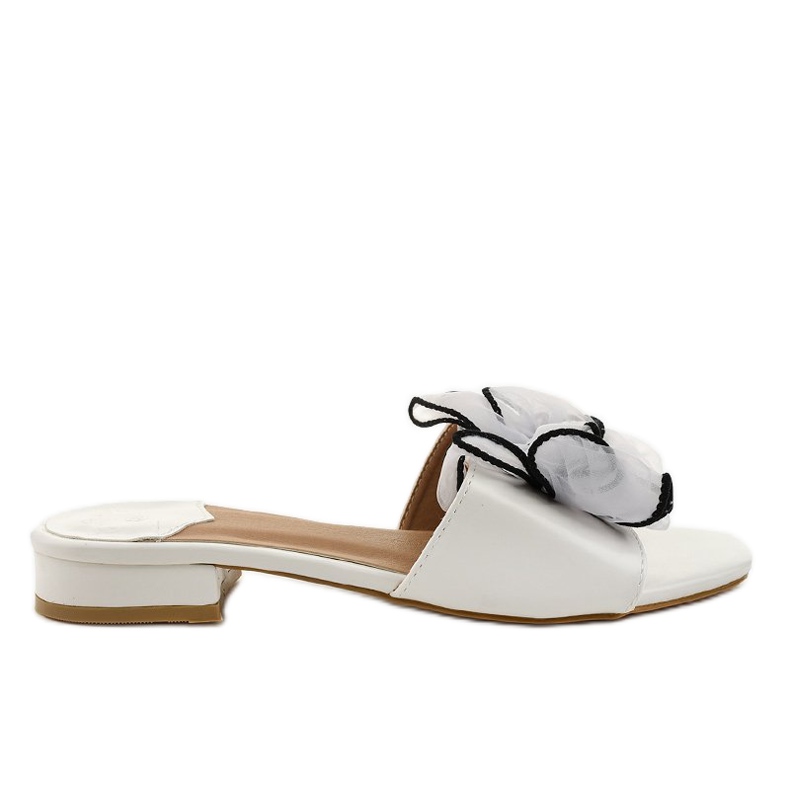 Weiße Hausschuhe mit Schleife an der Ferse XH1021