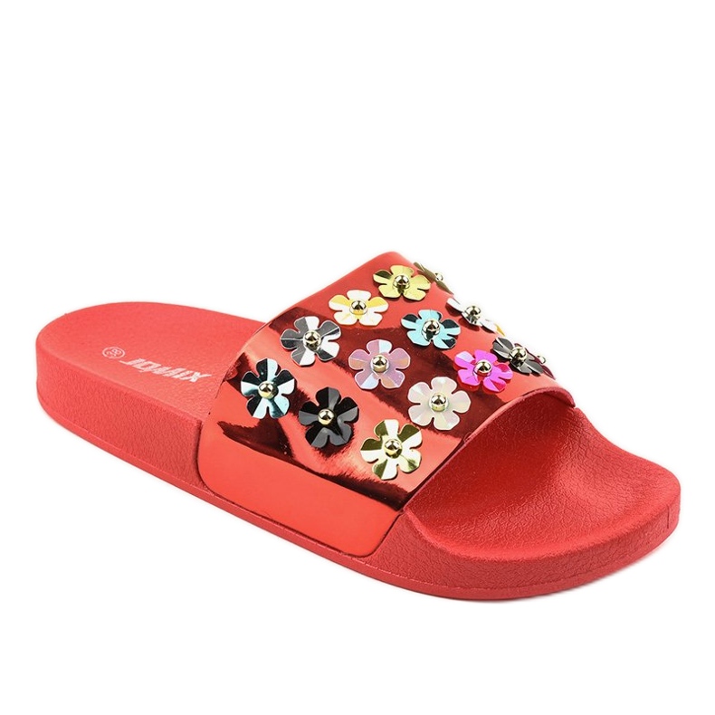 Rote Flip-Flops mit Blumen D7659-4