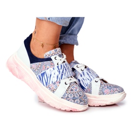 Sportschuhe Damen Leder Sneakers Maciejka 04448-27 braun navy blau