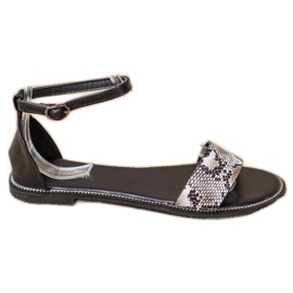 Goodin Flache Sandalen mit Schlangenmuster schwarz