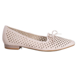 Goodin Elegante durchbrochene Ballerinas beige