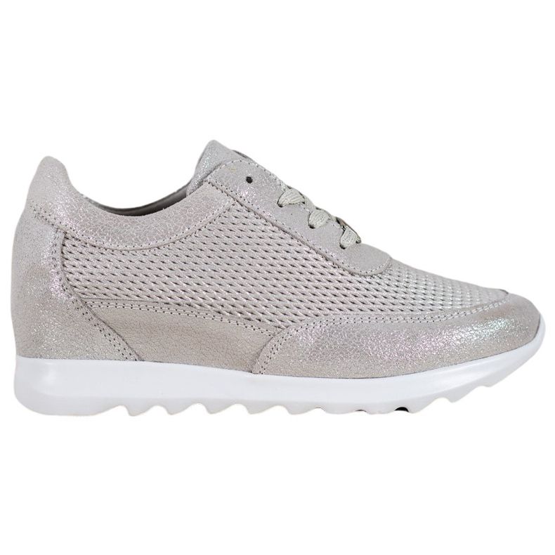 VINCEZA Sneakers aus glänzendem Leder grau