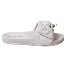 VINCEZA Hausschuhe mit Schleife grau