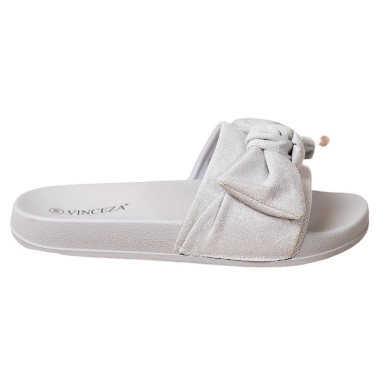 VINCEZA Hausschuhe mit Schleife grau