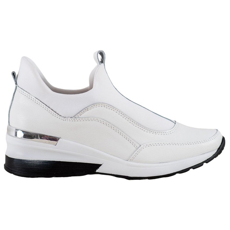 VINCEZA Leder Slip-On Schuhe weiß