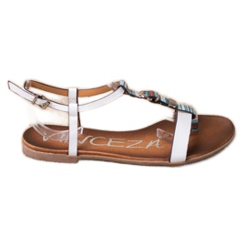 Sandalen mit dekorativem VINCEZA-Gürtel weiß