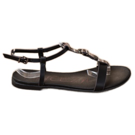 Sandalen mit dekorativem VINCEZA-Gürtel schwarz