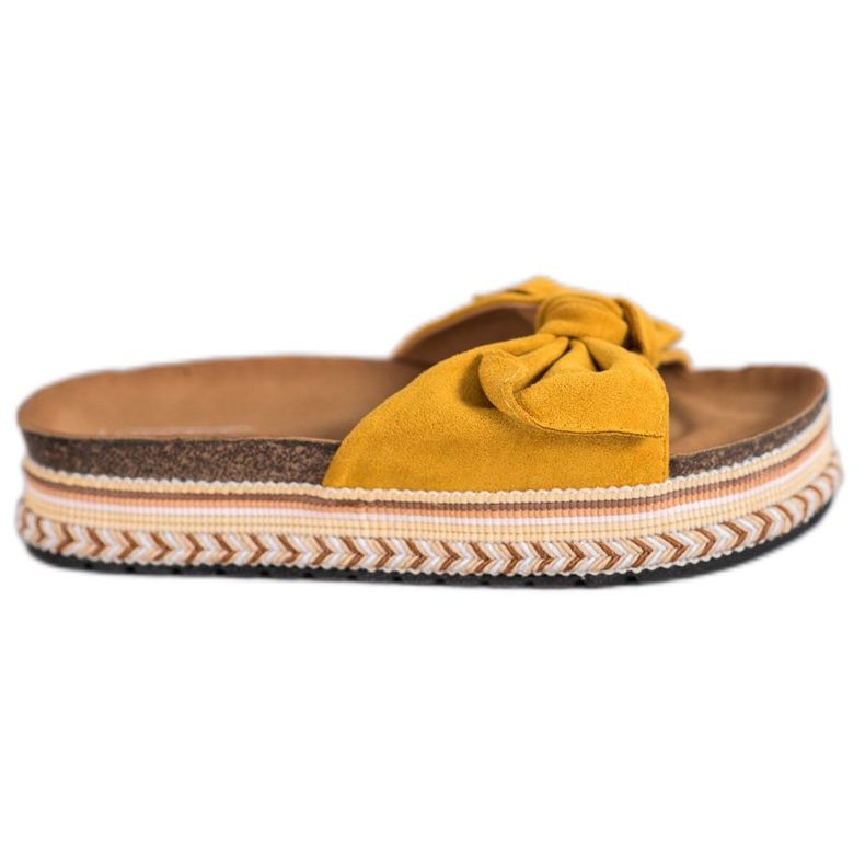 SHELOVET Modische Hausschuhe auf der Plattform gelb