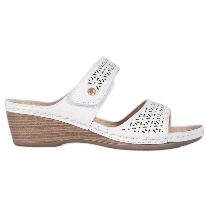 SHELOVET Leichte Hausschuhe mit Klettverschluss weiß