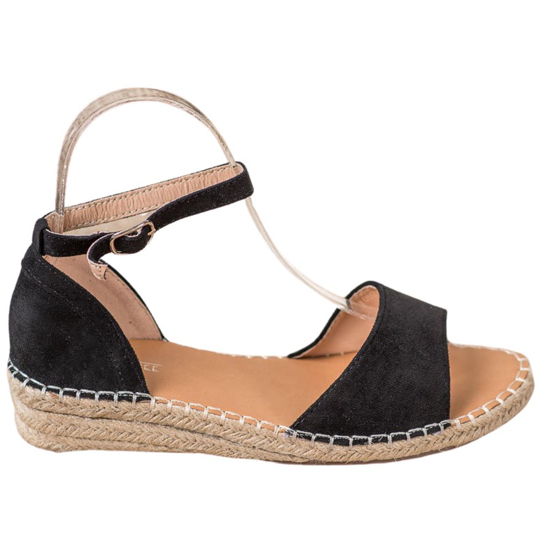 SHELOVET Espadrilles-Sandalen aus Wildleder schwarz