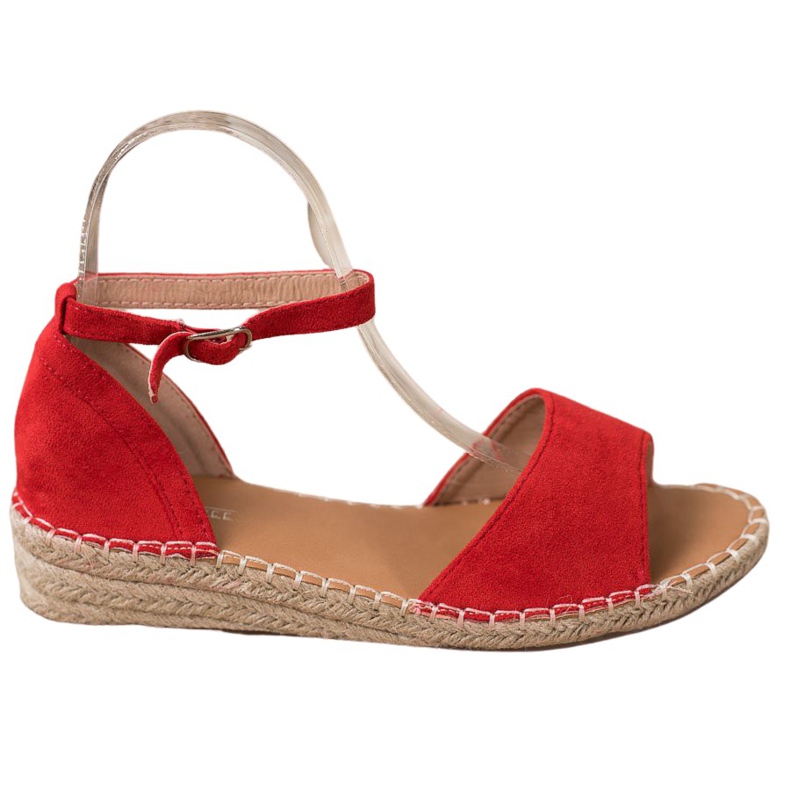 SHELOVET Espadrilles-Sandalen aus Wildleder rot
