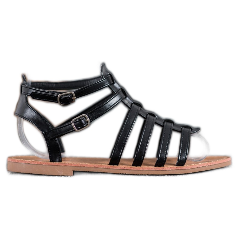 SHELOVET Schwarze Römersandalen