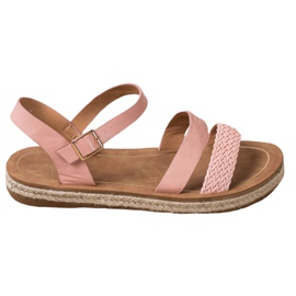 SHELOVET Geflochtene Sandalen aus Öko-Leder rosa