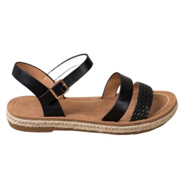 SHELOVET Geflochtene Sandalen aus Öko-Leder schwarz