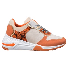 SHELOVET Sneakers mit Schlangenprint orange mehrfarbig
