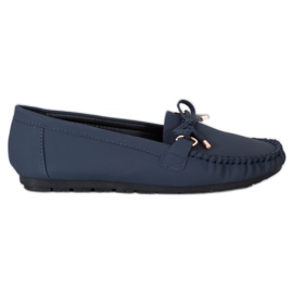 Diamantique Marineblaue Loafer aus Kunstleder
