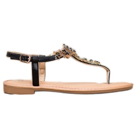 Small Swan Stilvolle Sandalen mit Zirkonia schwarz