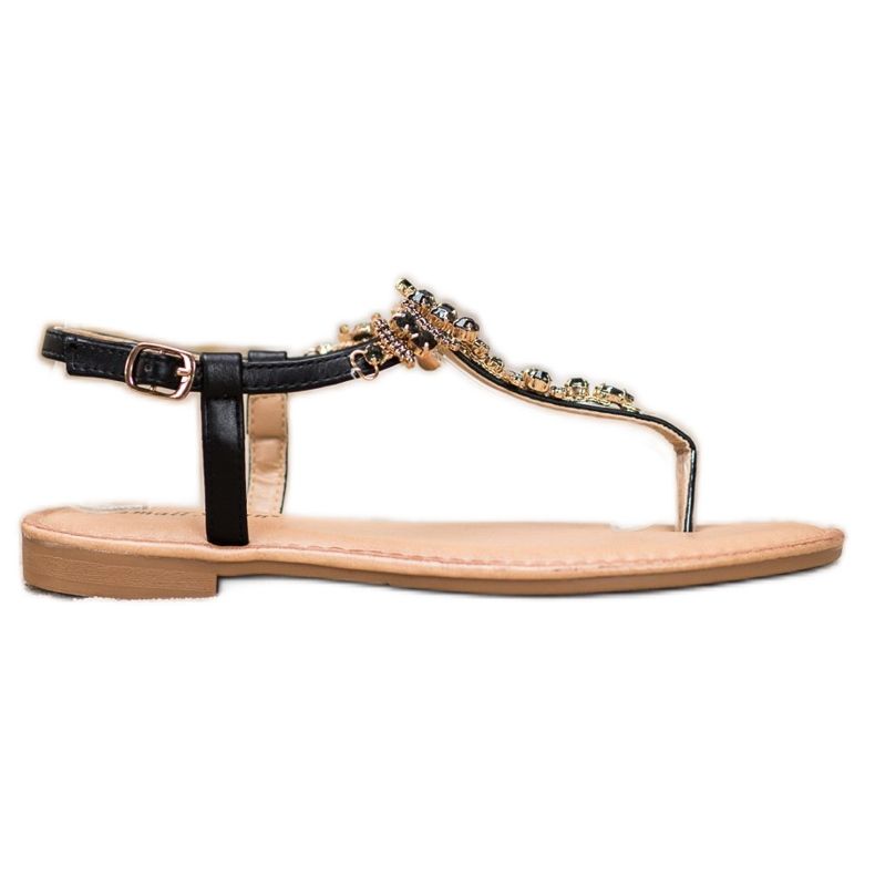 Small Swan Stilvolle Sandalen mit Zirkonia schwarz