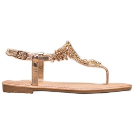 Small Swan Stilvolle Sandalen mit Zirkonia golden