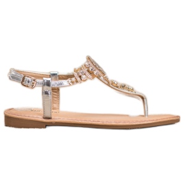 Small Swan Stilvolle Sandalen mit Zirkonia grau