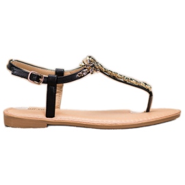 Small Swan Elegante Sandalen mit Zirkonia schwarz