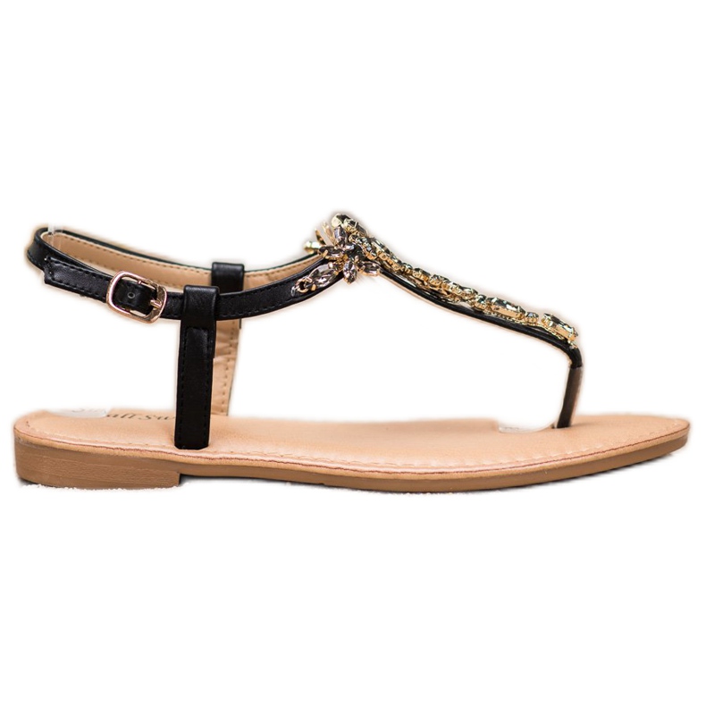 Small Swan Elegante Sandalen mit Zirkonia schwarz