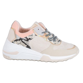 SHELOVET Sneakers mit Schlangenprint braun