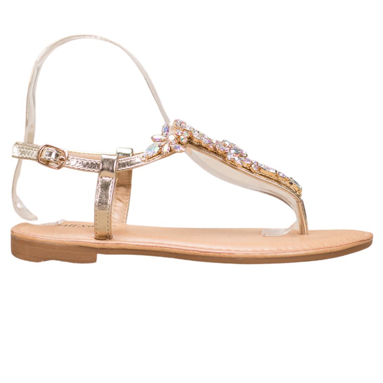 Small Swan Elegante Sandalen mit Zirkonia gelb