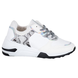 SHELOVET Sneakers mit Schlangenprint weiß mehrfarbig
