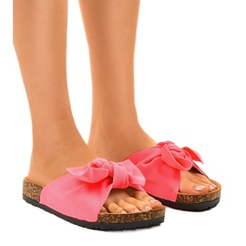 Rosa verzierte Hausschuhe mit Schleife WS9003-5