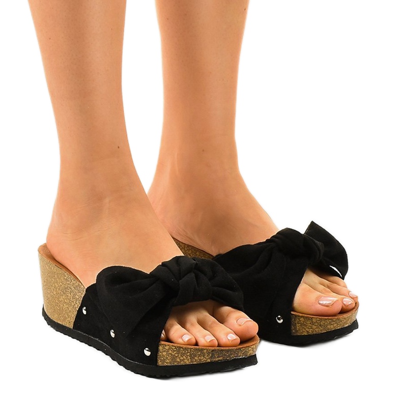 Schwarze Keilsandalen 7862-KL