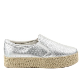 Silberne Slip-On-Espadrilles 6140 grau