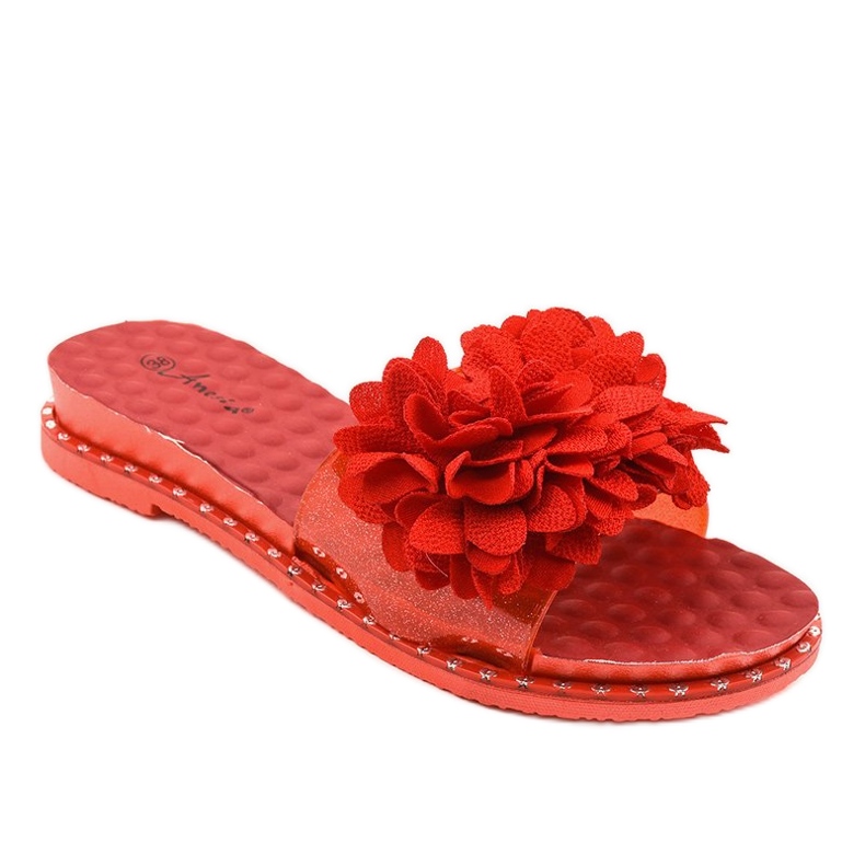 Rote Flip-Flops mit Blumen N-49