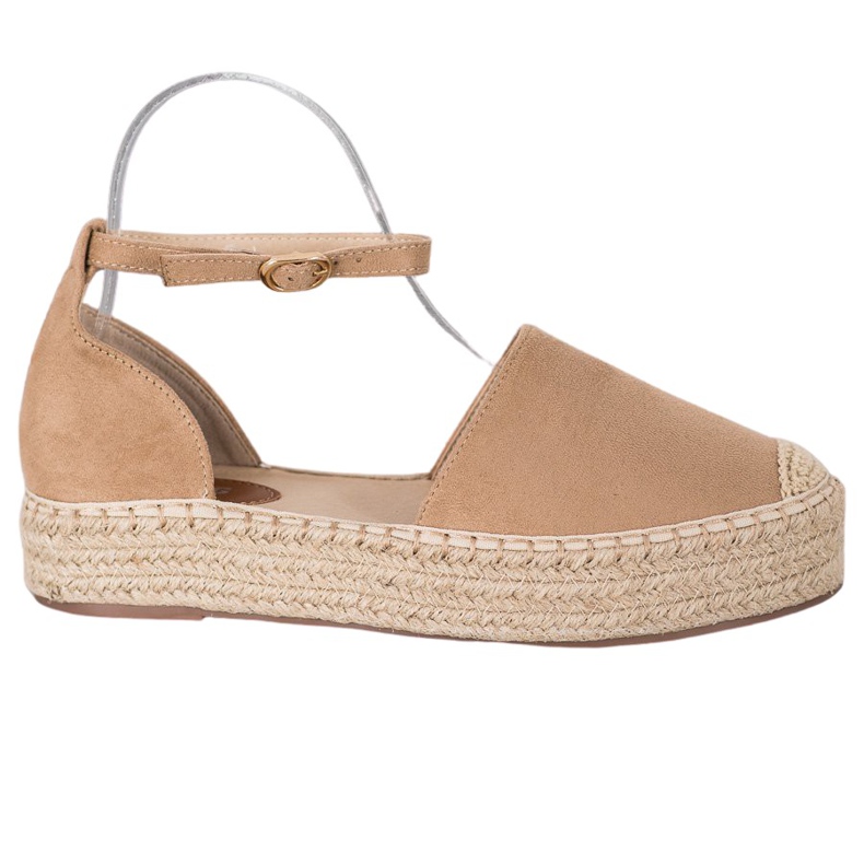 SHELOVET Espadrilles mit Schnalle braun