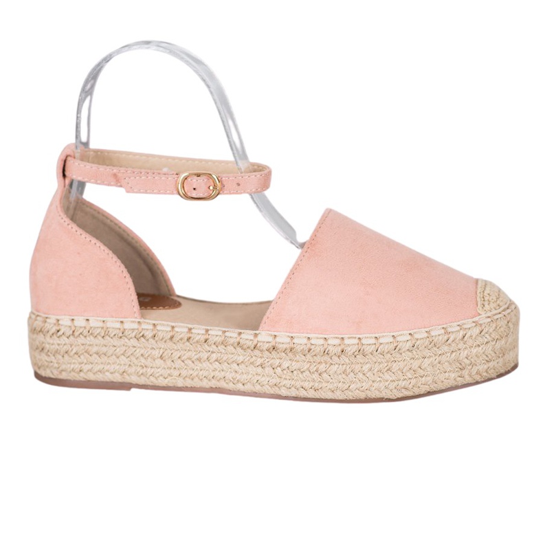 SHELOVET Espadrilles mit Schnalle rosa