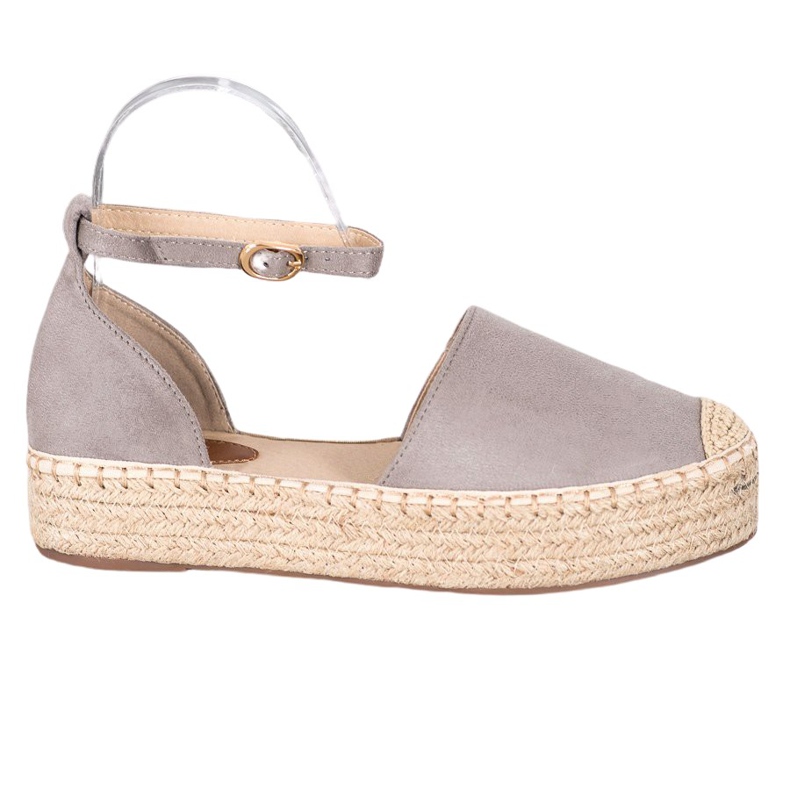 SHELOVET Espadrilles mit Schnalle grau