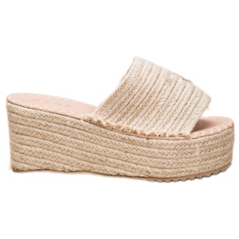 SHELOVET Geflochtene Keilpantoffeln Ll909be beige