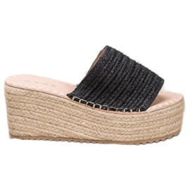 SHELOVET Geflochtene Keilsandalen schwarz