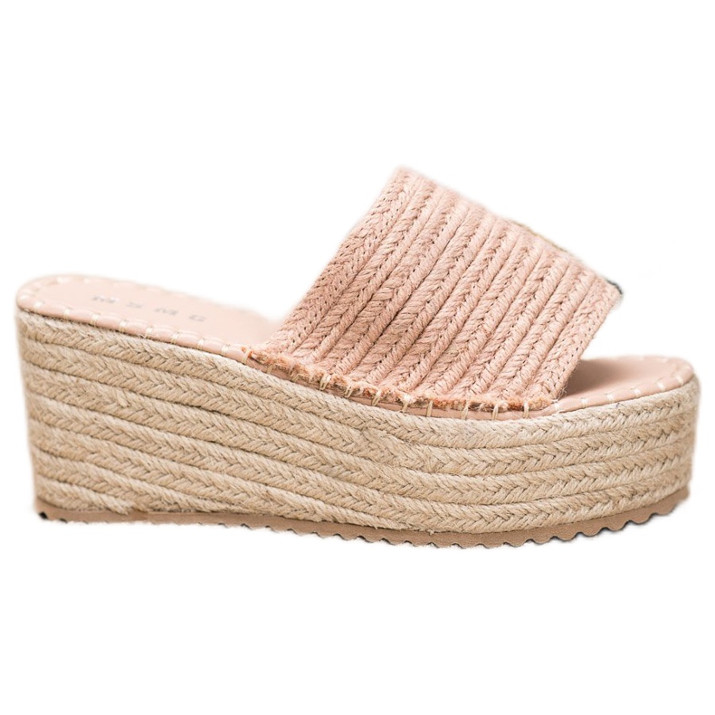 SHELOVET Geflochtene Keilsandalen rosa